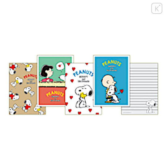 Japan Peanuts A6 Notepad - Snoopy / White Heart - 2