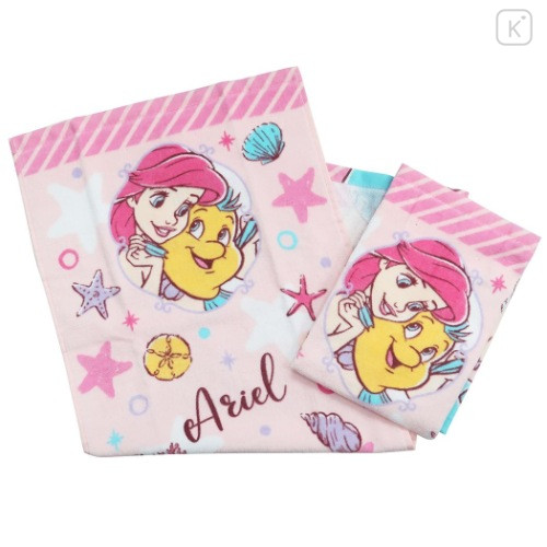 Japan Disney Face Towel 2pcs - Little Mermaid Ariel : Believe - 1