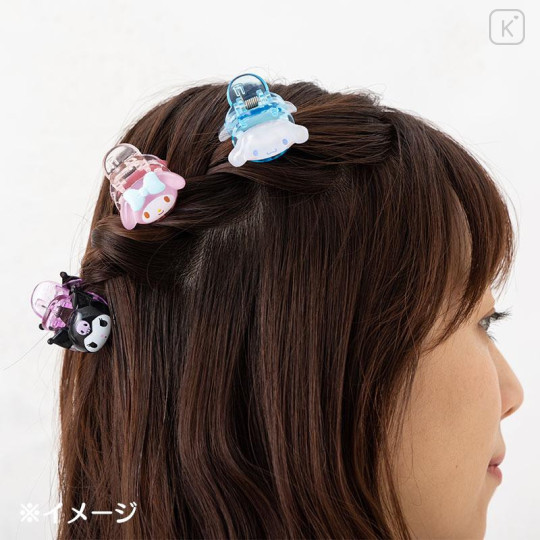 Japan Sanrio Original Clear Mini Hair Clip Set - Kuromi - 5