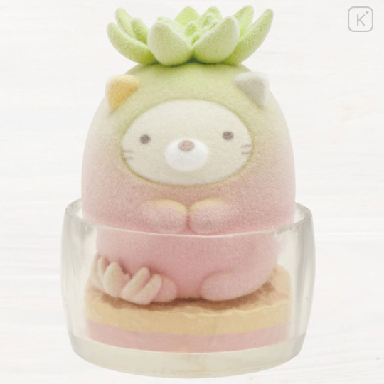 Japan San-X Sumikko Gurashi Petit Collection Mascot - Neko : Green Plant Flocked - 1