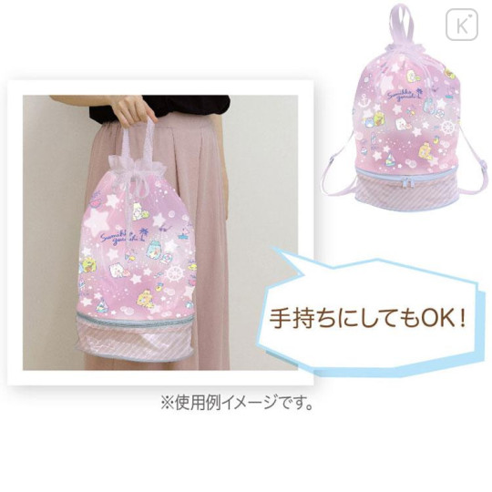 Japan San-X Pool Bag Backpack - Sumikko Gurashi / Summer Pink - 5