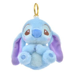 Japan Disney Fluffy Plush Keychain - Stitch / Sleepy