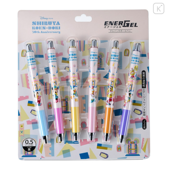 Japan Disney Store EnerGel Gel Pen 6pcs Set - Mickey & Friends / Shibuya Store 30th Anniversary - 2
