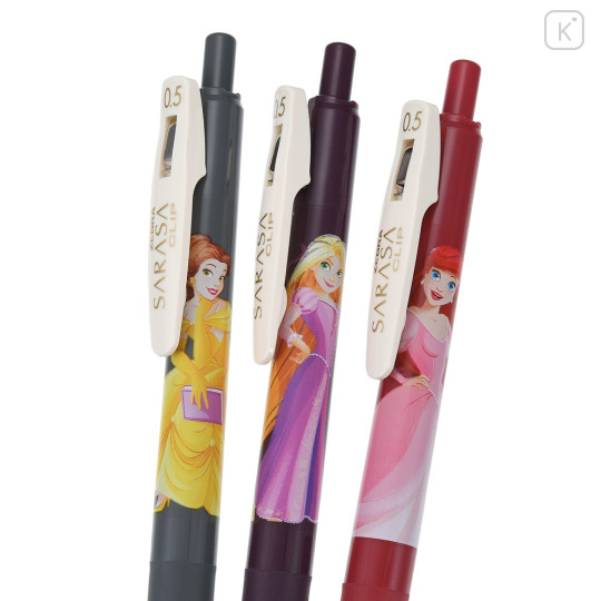 Japan Disney Store Sarasa Clip Gel Pen 3 Vintage Colors Set - Belle & Rapunzel & Ariel - 4