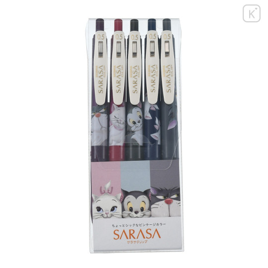 Japan Disney Store Sarasa Clip Gel Pen 5 Vintage Colors Set - Cat Day 2022 - 2