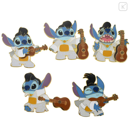 Japan Disney Store Pin Badge Set - Stitch Movie / 20th Years Anniversary / Elvis Presley - 3