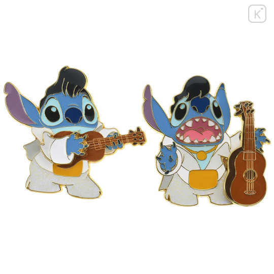 Japan Disney Store Pin Badge Set - Stitch Movie / 20th Years Anniversary / Elvis Presley - 4