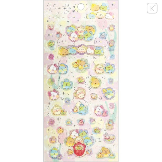 Japan San-X Glitter Clear Sticker - Sumikko Gurashi / Fairy Flower Garden A - 1