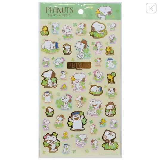 Japan Peanuts Gold Accent Sticker - Snoopy & Friends / Flowers - 1