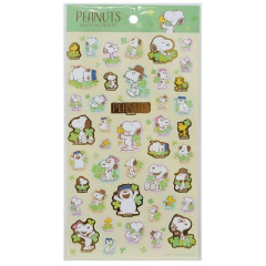 Japan Peanuts Gold Accent Sticker - Snoopy & Friends / Flowers