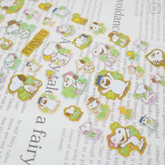 Japan Peanuts Gold Accent Sticker - Snoopy & Friends / Flowers - 2