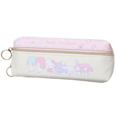 Japan Sanrio 2 Pocket Pen Pouch - Sanrio Characters / Line Up