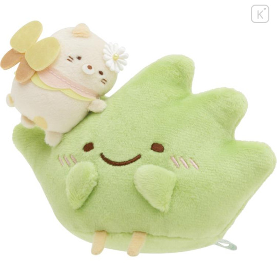 Japan San-X Tenori Plush (Pair) - Sumikko Gurashi Neko & Zassou / Fairy Flower Garden - 2