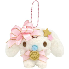 Japan Sanrio Mini Fluffy Mascot Ball Chain - Cinnamoroll Milk / Soft Ribbon