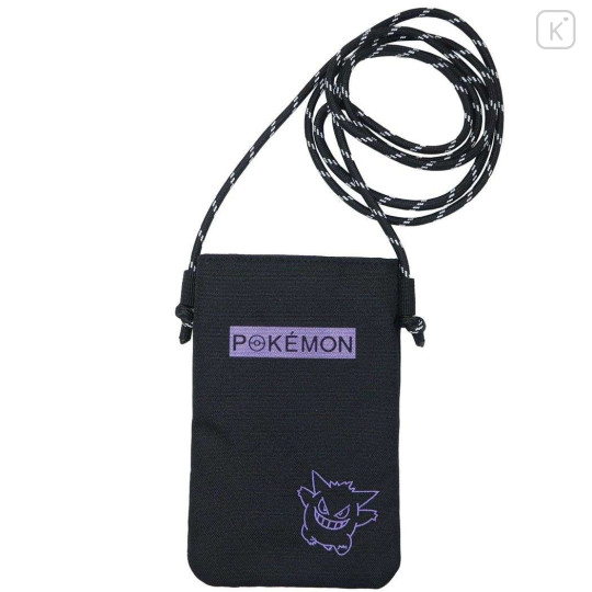Japan Pokemon Mini Gadget Case Pouch with Lanyard - Gengar : Black - 1