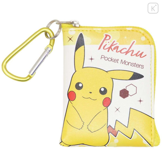 Japan Pokemon Mini Pouch Key Bag with Hook - Pikachu / Smile - 1