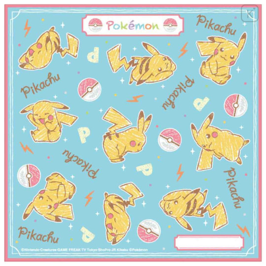 Japan Pokemon Bento Lunch Cloth - Pikachu / Crayon Blue - 1