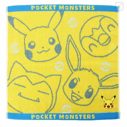 Japan Pokemon Jacquard Wash Towel - Pikachu & Piplup & Snorlax & Eevee / Yellow - 1