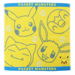 Japan Pokemon Jacquard Wash Towel - Pikachu & Piplup & Snorlax & Eevee / Yellow
