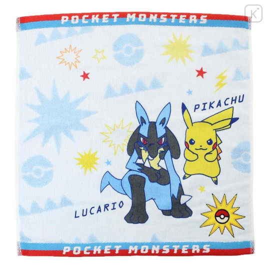 Japan Pokemon Jacquard Wash Towel - Pikachu & Lucario - 1