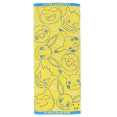 Japan Pokemon Jacquard Face Towel - Pikachu & Piplup & Snorlax & Eevee : Yellow