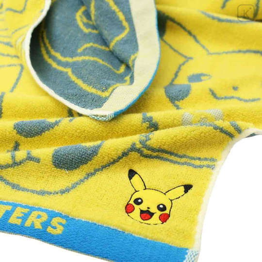 Japan Pokemon Jacquard Face Towel - Pikachu & Piplup & Snorlax & Eevee : Yellow - 2