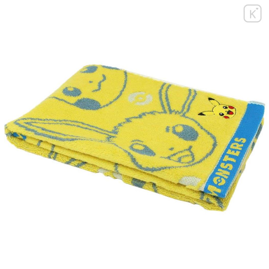 Japan Pokemon Jacquard Long Towel - Pikachu & Piplup & Snorlax & Eevee / Yellow - 3