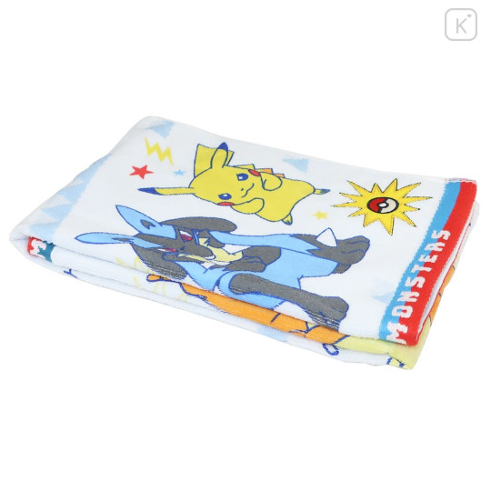 Japan Pokemon Jacquard Face Towel - Pikachu & Lizadon & Lucario - 3