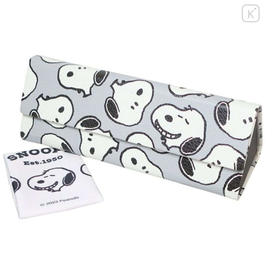 Japan Peanuts Folding Glasses Case & Cloth - Snoopy : Grey - 1