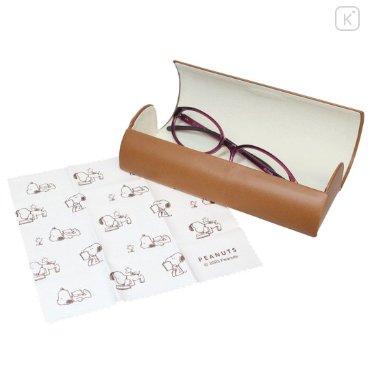 Japan Peanuts Glasses Case & Cloth - Snoopy / Brown - 2