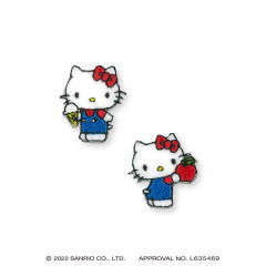 Japan Sanrio Wappen Mini Iron-on Applique Patch 2pcs Set - Hello Kitty / Apple