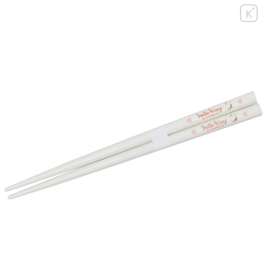 Japan Sanrio Chopsticks 18cm - Hello Kitty / White Heart - 1