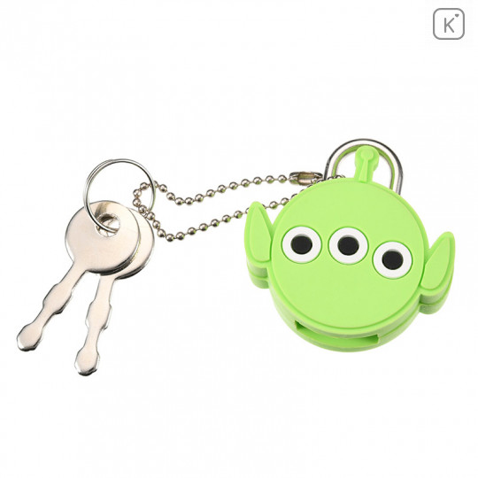 Japan Disney Store Keychain Face Padlock - Little Green Men Alien - 1
