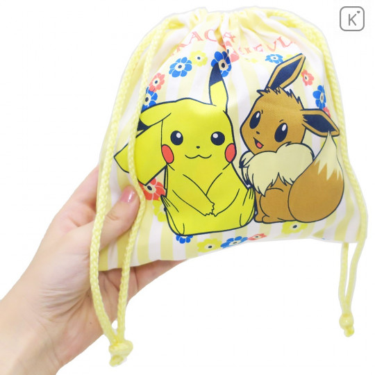 Japan Pokemon Drawstring Bag - Pikachu & Eevee - 2