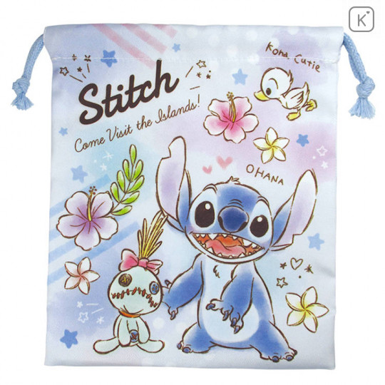 Japan Disney Drawstring Bag - Stitch Ohana - 1