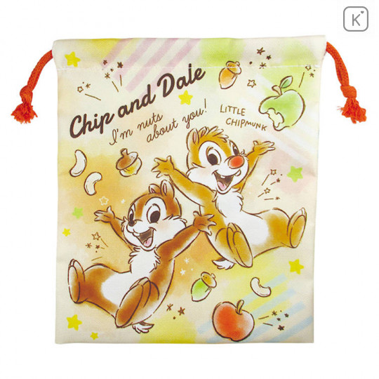 Japan Disney Chip /& Dale Watercolor Drawstring Pouch Bag