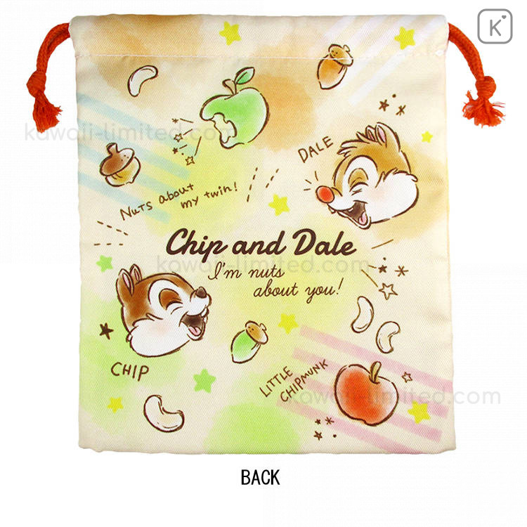 Japan Disney Chip /& Dale Watercolor Drawstring Pouch Bag