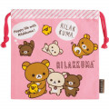 Japan Rilakkuma Drawstring Bag - Happy life with Korilakkuma & Chairoikoguma Pink - 1
