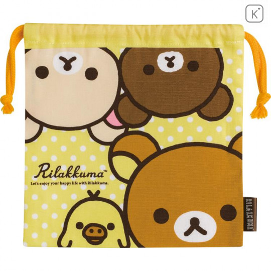 Japan Rilakkuma Drawstring Bag - With Korilakkuma Yellow dots - 1