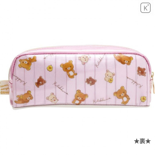 Japan Rilakkuma Zipper Makeup Stationery Pencil Bag Pouch - Chairoikoguma Pink - 2