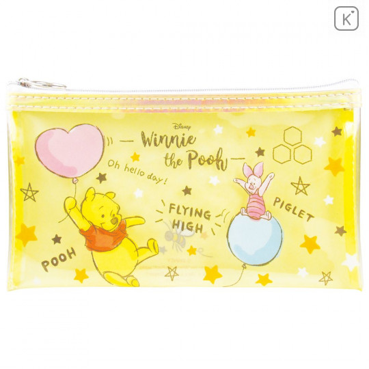 Japan Disney Clear Makeup Pouch Bag Pencil Case (M) - Winnie the Pooh & Piglet - 1
