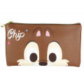 Japan Disney Pouch Makeup Bag Pencil Case - Chip & Dale Faces - 1