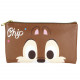 Japan Disney Pouch Makeup Bag Pencil Case - Chip & Dale Faces