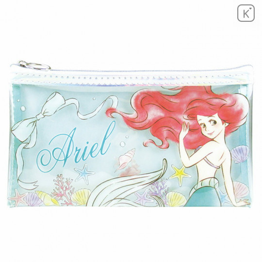 Japan Disney Clear Makeup Pouch Bag Pencil Case (M) - Little Mermaid Ariel - 1