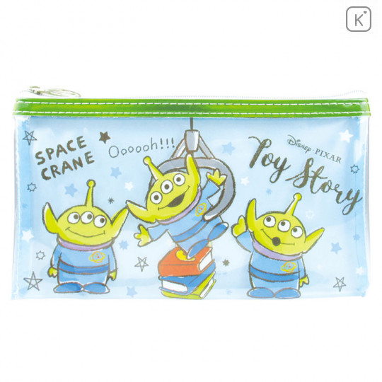 Japan Disney Clear Makeup Pouch Bag Pencil Case (M) - Toy Story Alien Little Green Men Blue - 1