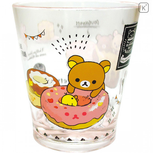 Japan San-X Rilakkuma Happy Time Acrylic Tumbler Clear Airy - Doughnut - 1