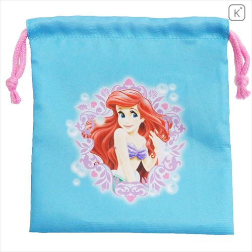 Japan Disney Drawstring Bag - Little Mermaid Ariel Smile - 2