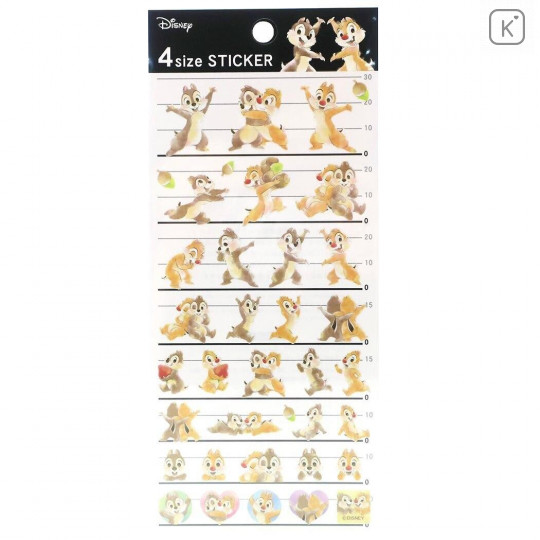 Japan Disney 4 Size Sticker - Chip & Dale Watercolor - 1