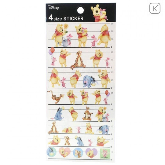 Japan Disney 4 Size Sticker - Winnie the Pooh Watercolor - 1