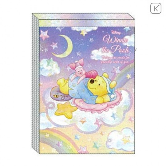 Japan Disney A6 Notepad - Winnie the Pooh & Piglet Star Night - 1
